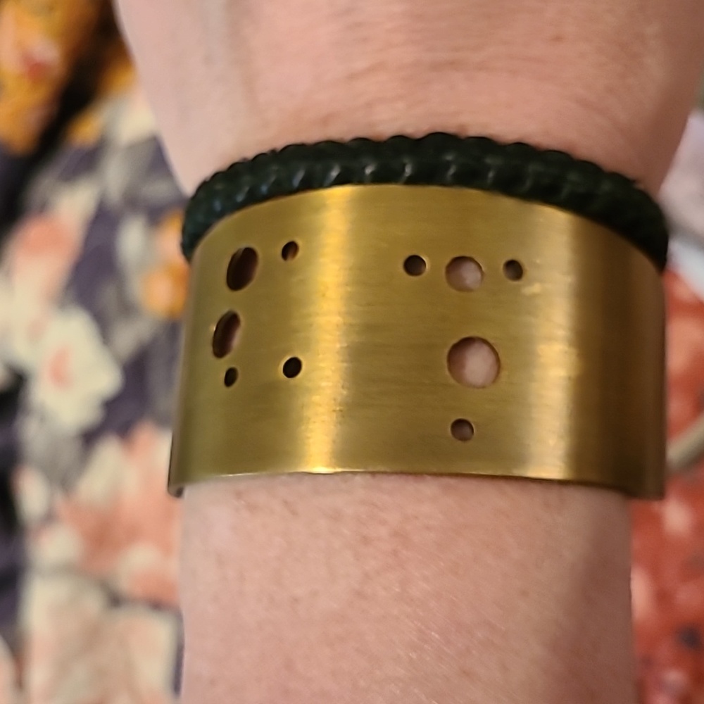 Scout Astrological Zodiac Gemini Brass Wide Cutout Constellation Cuff bracelet - Picture 7 of 7